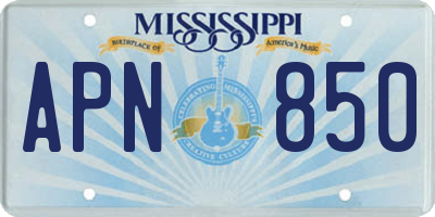 MS license plate APN850
