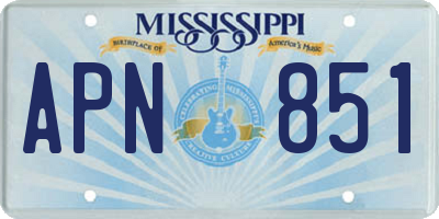 MS license plate APN851