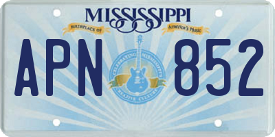 MS license plate APN852