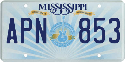 MS license plate APN853