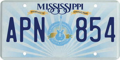 MS license plate APN854