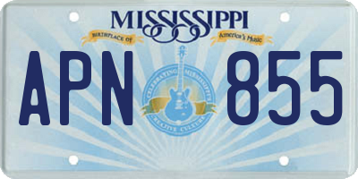MS license plate APN855