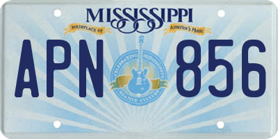MS license plate APN856
