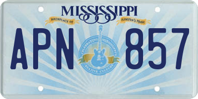 MS license plate APN857