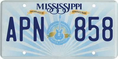 MS license plate APN858