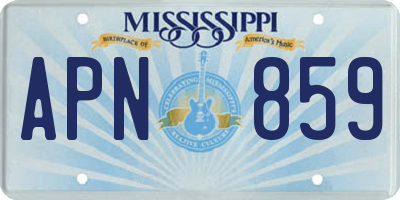 MS license plate APN859
