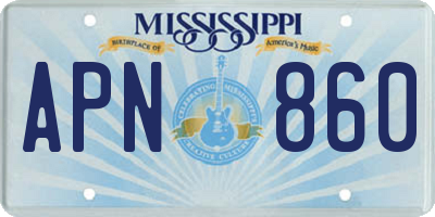 MS license plate APN860