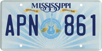 MS license plate APN861