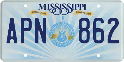 MS license plate APN862