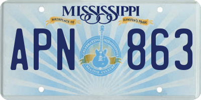 MS license plate APN863
