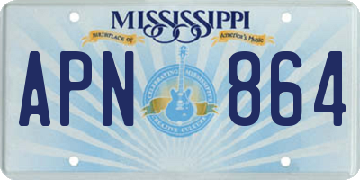 MS license plate APN864