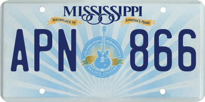 MS license plate APN866