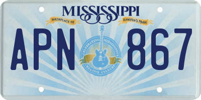 MS license plate APN867