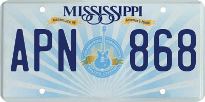 MS license plate APN868