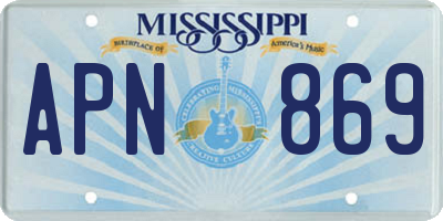 MS license plate APN869