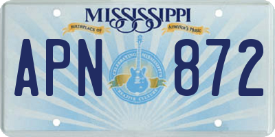 MS license plate APN872
