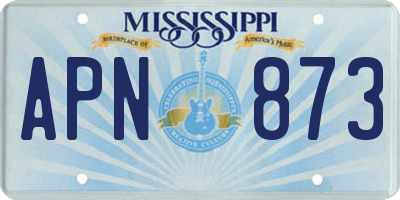 MS license plate APN873