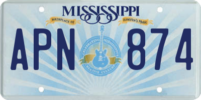 MS license plate APN874