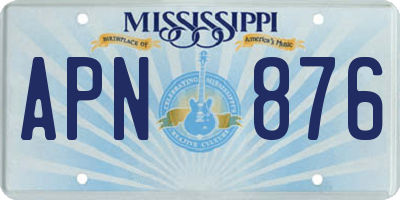 MS license plate APN876
