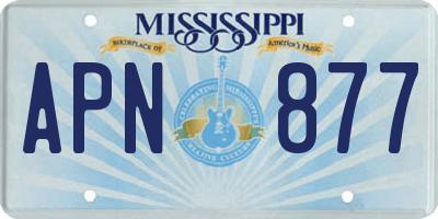 MS license plate APN877