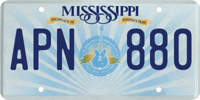 MS license plate APN880