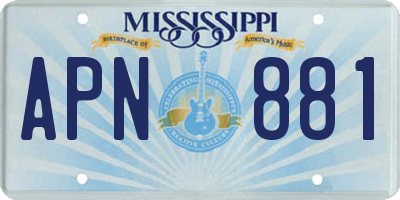 MS license plate APN881