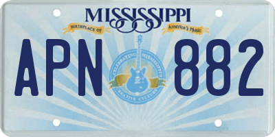 MS license plate APN882