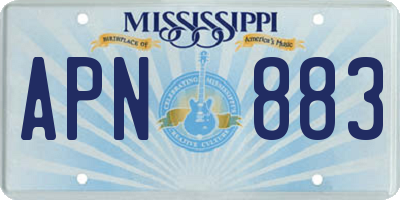 MS license plate APN883