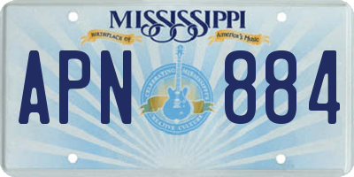 MS license plate APN884