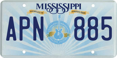 MS license plate APN885