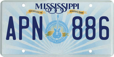 MS license plate APN886