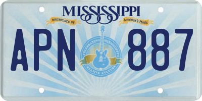 MS license plate APN887