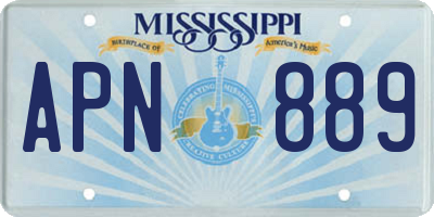 MS license plate APN889