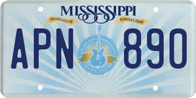 MS license plate APN890