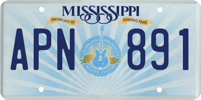 MS license plate APN891