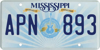MS license plate APN893