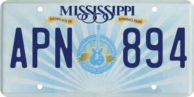 MS license plate APN894