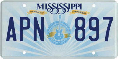 MS license plate APN897