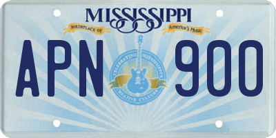 MS license plate APN900