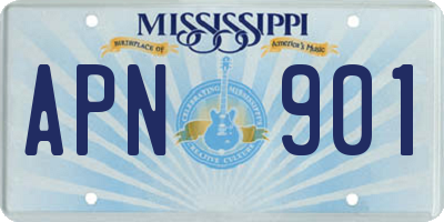 MS license plate APN901