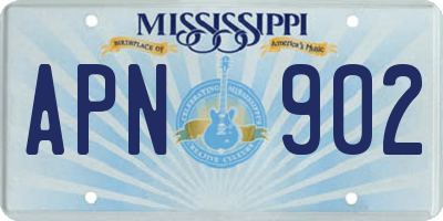 MS license plate APN902