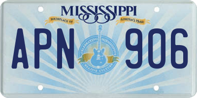 MS license plate APN906