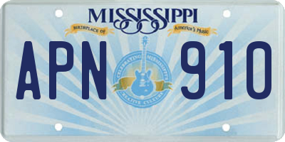 MS license plate APN910