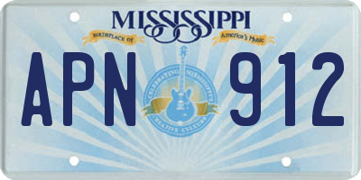 MS license plate APN912