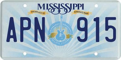 MS license plate APN915