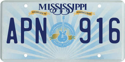 MS license plate APN916