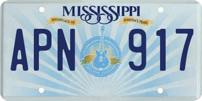 MS license plate APN917