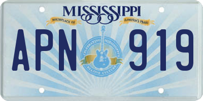 MS license plate APN919