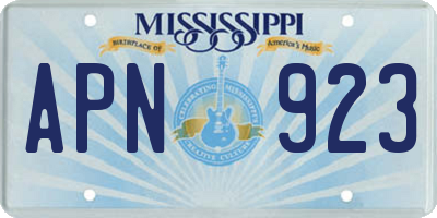 MS license plate APN923
