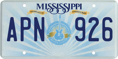 MS license plate APN926